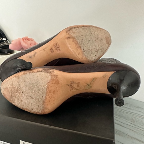 Gucci Margaux Guccissima Chocolate Ankle Booties Size 10. In Very Good Condition - Picture 7 of 12